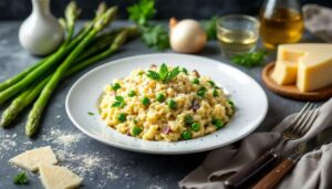 Risotto agli asparagi mantecato al parmigiano, il trucco dello chef per una cremosità perfetta