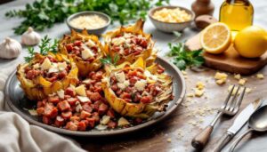 Carciofi ripieni di salsiccia e pecorino al forno, la ricetta laziale che fa il pieno a tavola