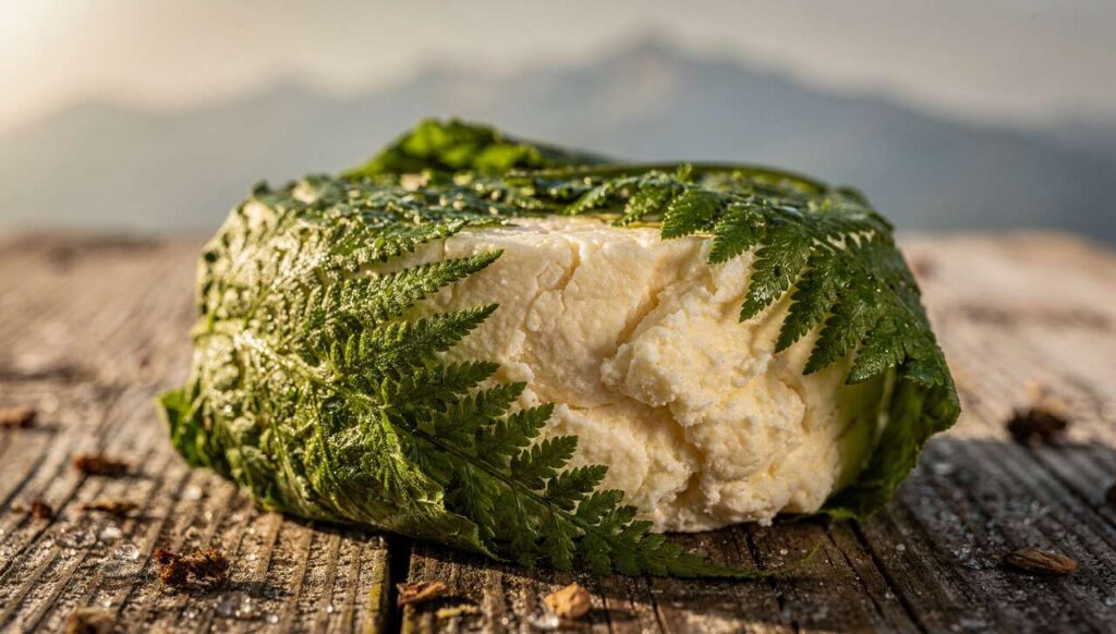 Il formaggio ancestrale dell’Appennino tosco-romagnolo si mangia freschissimo, avvolto in foglie di felce